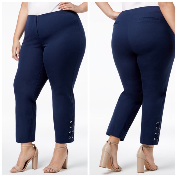 Alfani Pants - Alfani Navy Hollywood Waist Ankle Pants Plus 24W